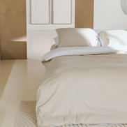 100% Egyptisch katoen 400TC dekbedovertrek beige - wit