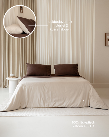 100% Egyptian cotton duvet cover beige - brown