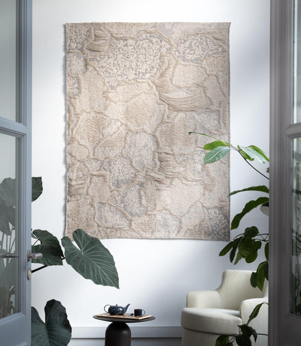 duurzaam interieur, japandi style, organische vormen wandkleed, winkel Joure Friesland