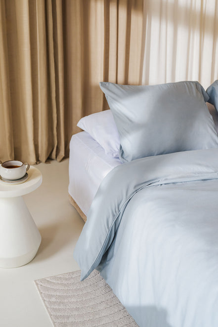 400TC baby blauw egyptisch katoen dekbedovertrek