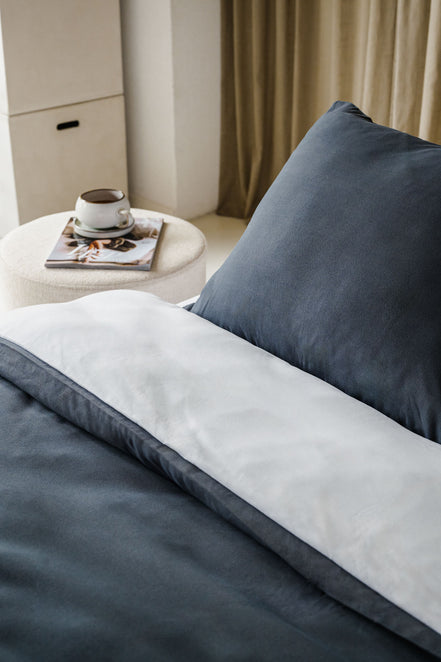 dubbelzijdig dekbedovertrek wit grijs egyptisch katoen