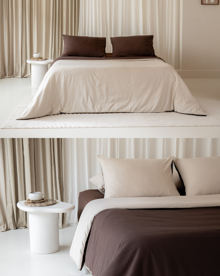 100% Egyptian cotton duvet cover beige - brown